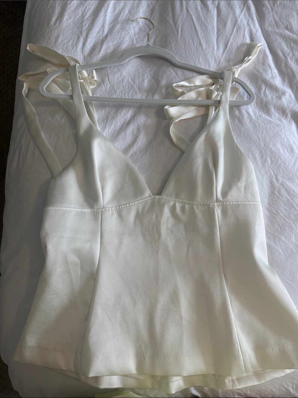 Zara Cream Tie-Shoulder V-Neck Bandeau Top